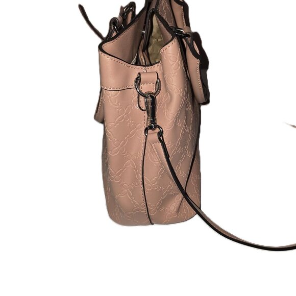 Nine West Embossed Satchel With Crossbody Strap Blush Pink NWOT - Picture 2 of 8